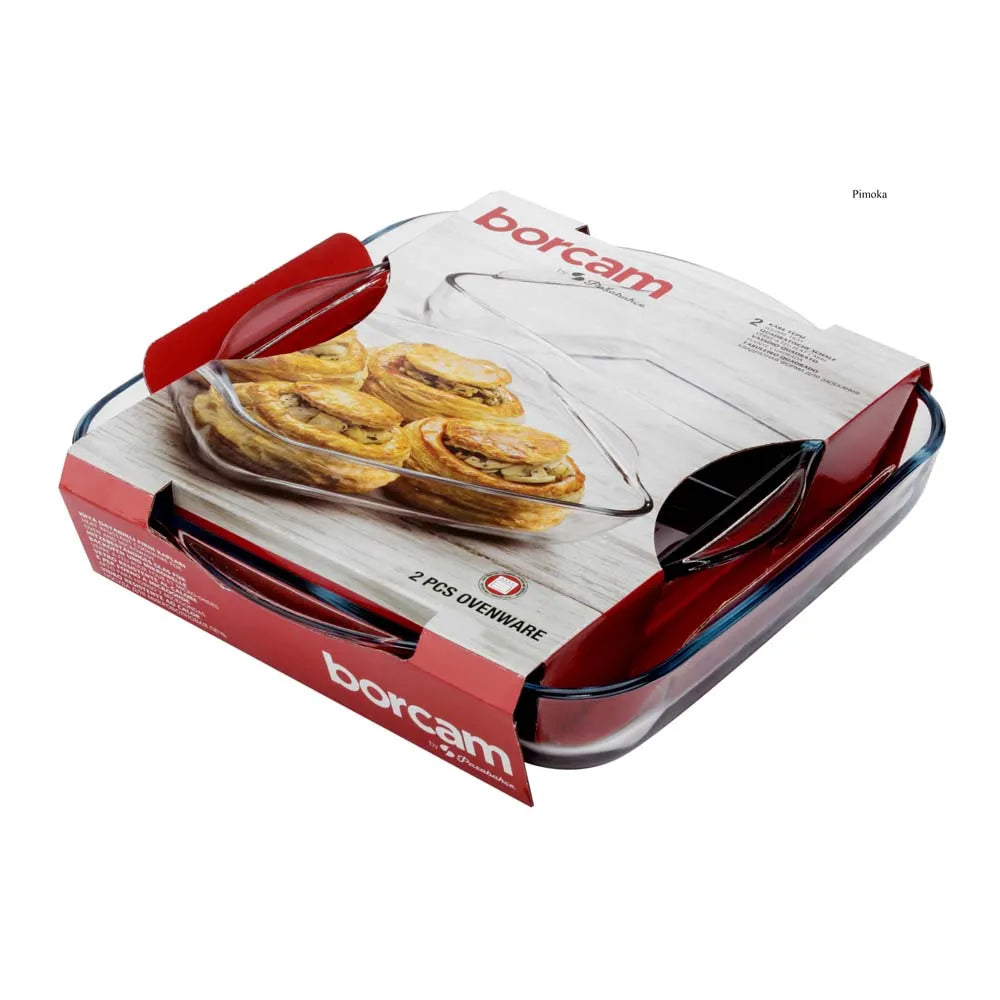 Pasabahce Borcam Set of 2pcs Square Tray (1950cc + 3200cc) Clear - Premium Cake tray from Pasabahce Essentials - Just $75!