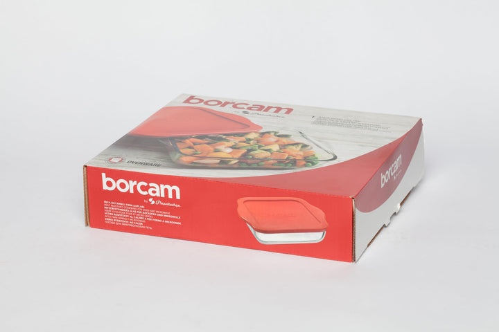 Pasabahce Borcam Square Tray with Plastic Lid 2000cc Clear - Premium Bakeware from Pasabahce Essentials - Just $30!