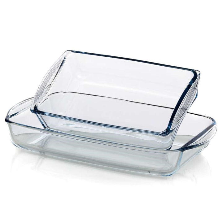 Pasabahce Borcam Set of 2pcs Rectangular Tray (1320cc + 1950cc) Clear - Premium Trays from Pasabahce Essentials - Just $70!