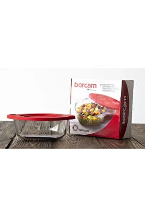 Pasabahce Borcam Round Tray with Plastic Cover 1450cc Clear - Premium Bakeware from Pasabahce Essentials - Just $40!