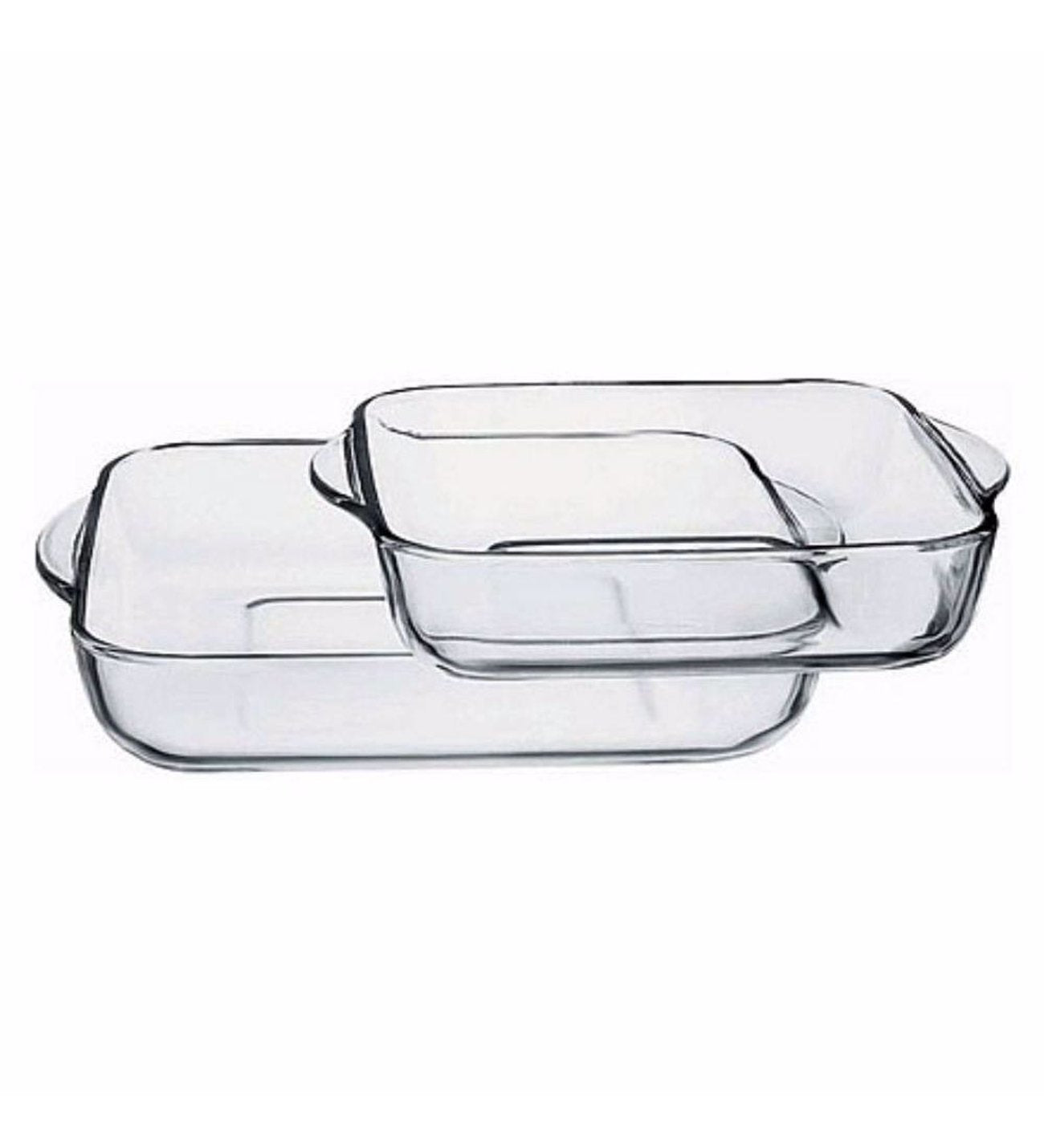 Pasabahce Borcam Set of 2pcs Square Tray (1950cc + 3200cc) Clear - Premium Cake tray from Pasabahce Essentials - Just $75!