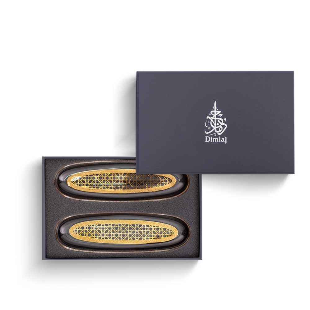 Dimlaj Cordoba Set of 2 Pcs Oval Plates (Gold)