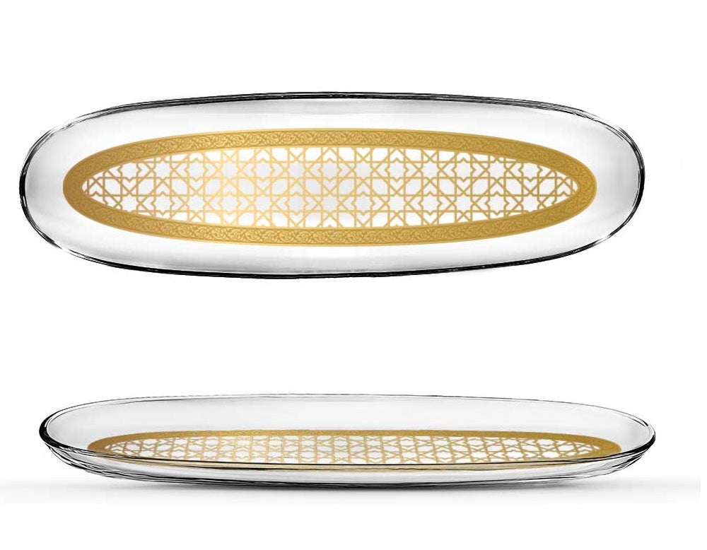 Dimlaj Cordoba Set of 2 Pcs Oval Plates (Gold)