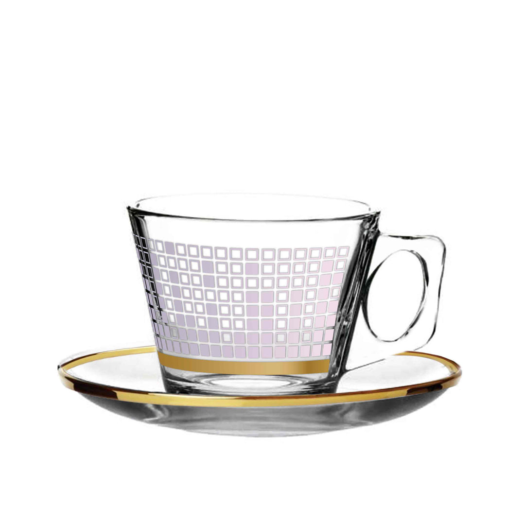 Dimlaj Touch Flow Set of 6 Pcs Coffee Cups and Saucers Gold and Pink - Premium Coffee Cups from Dimlaj Touch - Just $135!