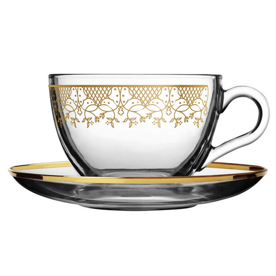 Dimlaj Touch Sitara Set of 6 Pcs Coffee Cups and Saucers Gold - Premium Coffee Cups from Dimlaj Touch - Just $135!