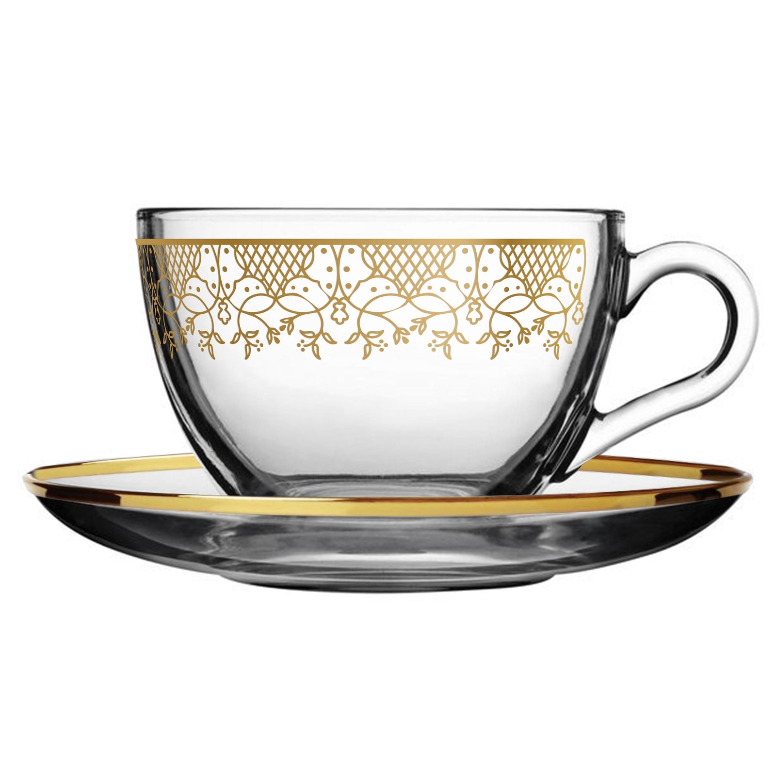 Dimlaj Touch Sitara Set of 6 Pcs Coffee Cups and Saucers Gold - Premium Coffee Cups from Dimlaj Touch - Just $135!