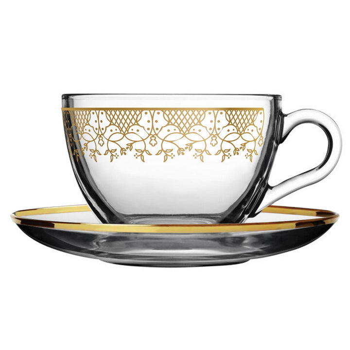 Dimlaj Touch Sitara Set of 6 Pcs Coffee Cups and Saucers Gold - Premium Coffee Cups from Dimlaj Touch - Just $135!