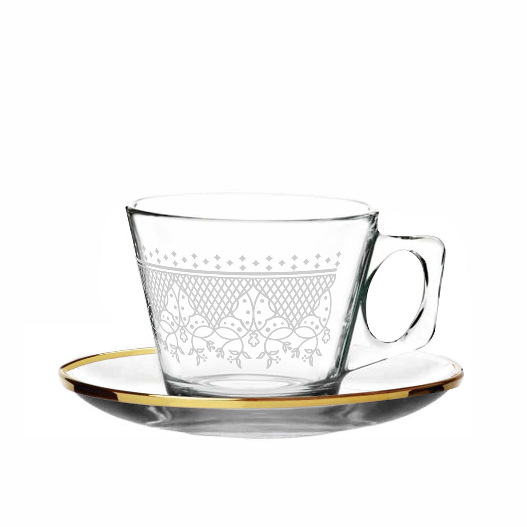 Dimlaj Touch Sitara Set of 12 Pcs Coffee Cups and Saucers Gold - Premium Coffee Cups from Dimlaj Touch - Just $135!