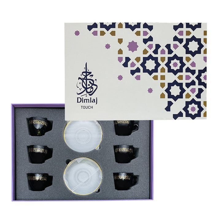 Dimlaj Touch Solo Set of 12 Pcs Coffee Cups and Saucers Gold and Black - Premium Coffee Cups from Dimlaj Touch - Just $99!