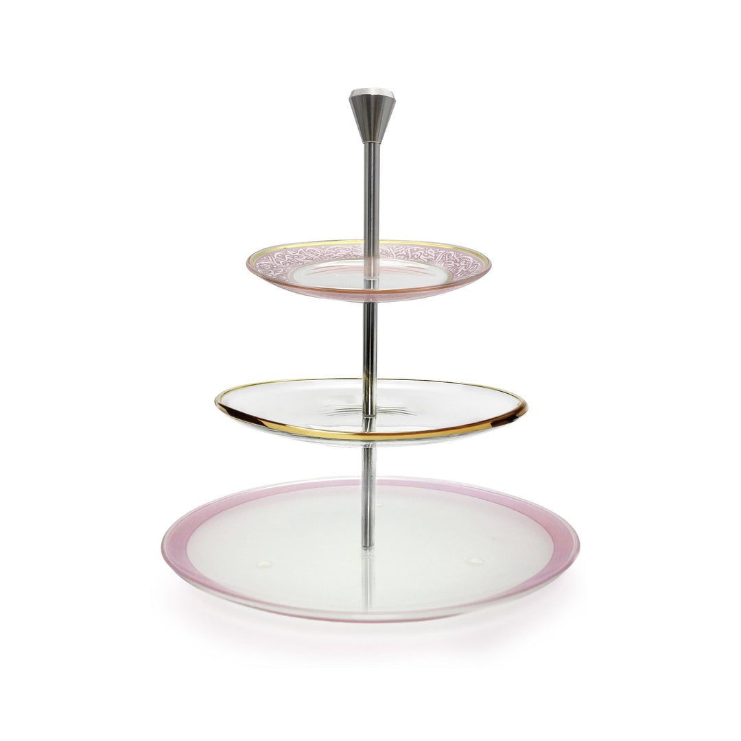 Dimlaj Nagham 3 Tiered Tray (Gold & Pink) - Premium Trays from Nagham By Dimlaj - Just $790!