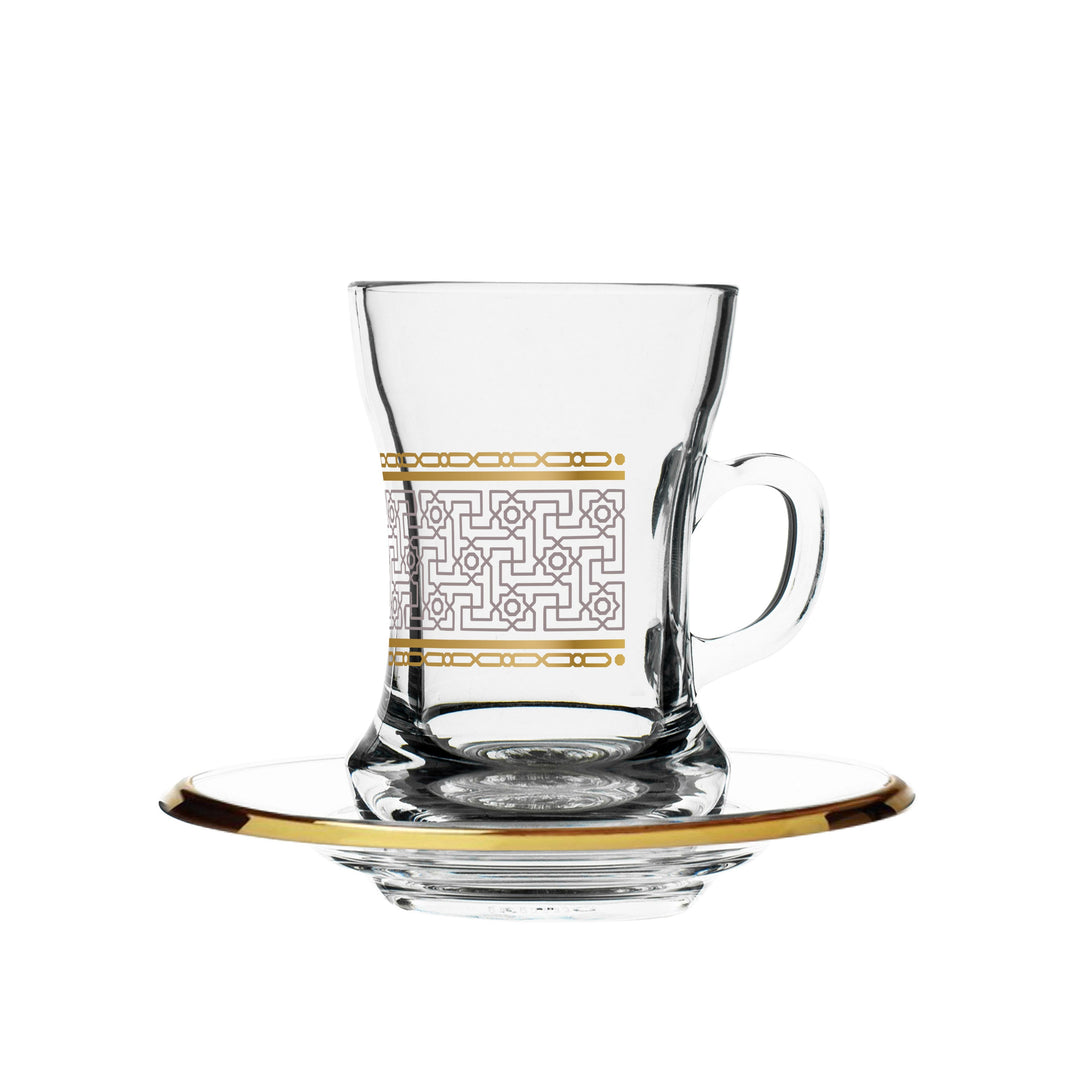 Dimlaj Touch Yaqout Set of 6 Pcs Tea Cups and Saucers Gold - Premium Tea Cups from Dimlaj Touch - Just $135!
