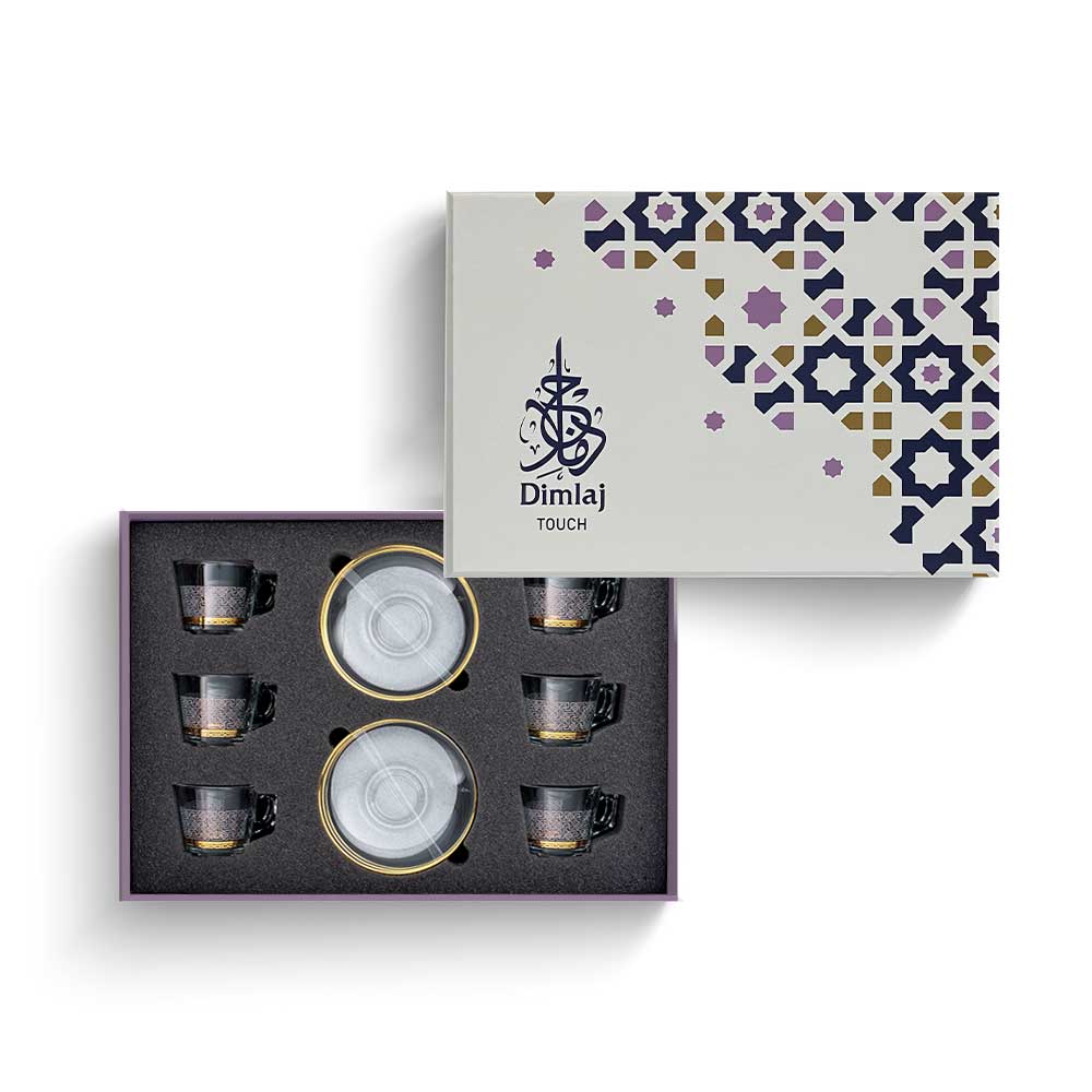 Dimlaj Touch Yaqout Set of 6 Pcs Espresso Cups and Saucers Gold - Premium Coffee Cups from Dimlaj Touch - Just $135!