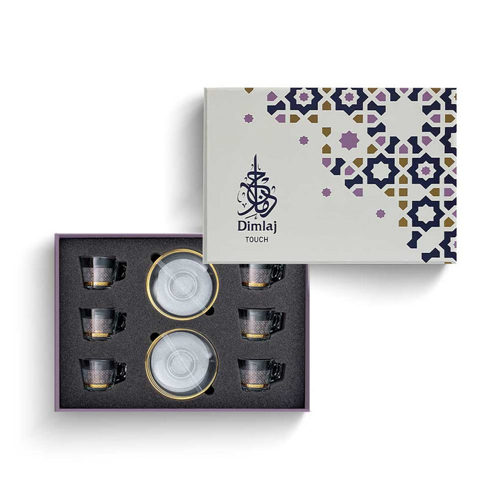Dimlaj Touch Yaqout Set of 6 Pcs Espresso Cups and Saucers Gold - Premium Coffee Cups from Dimlaj Touch - Just $135!