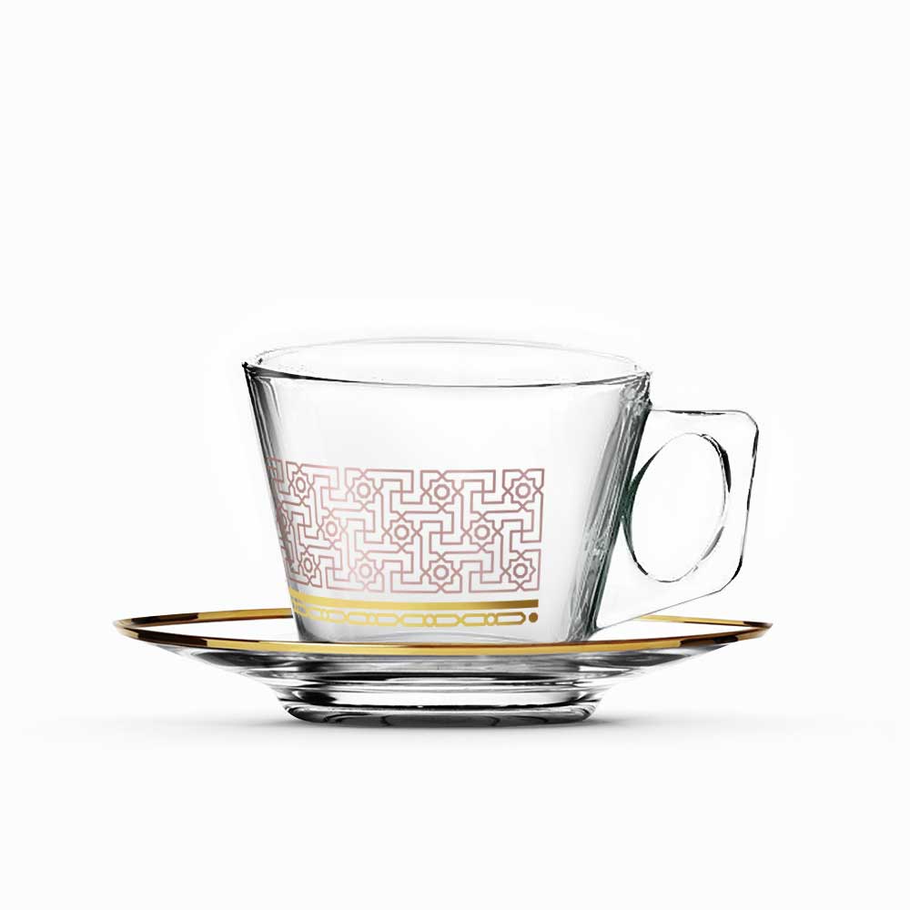 Dimlaj Touch Yaqout Set of 6 Pcs Espresso Cups and Saucers Gold - Premium Coffee Cups from Dimlaj Touch - Just $135!