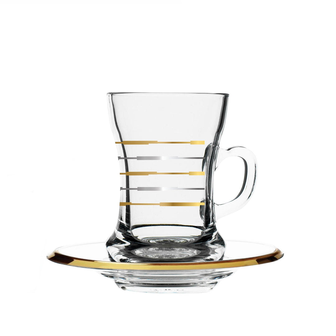 Dimlaj Touch Twin Set of 6 Pcs Tea Cups and Saucers Gold & Platinum - Premium Tea Cups from Dimlaj Touch - Just $135!