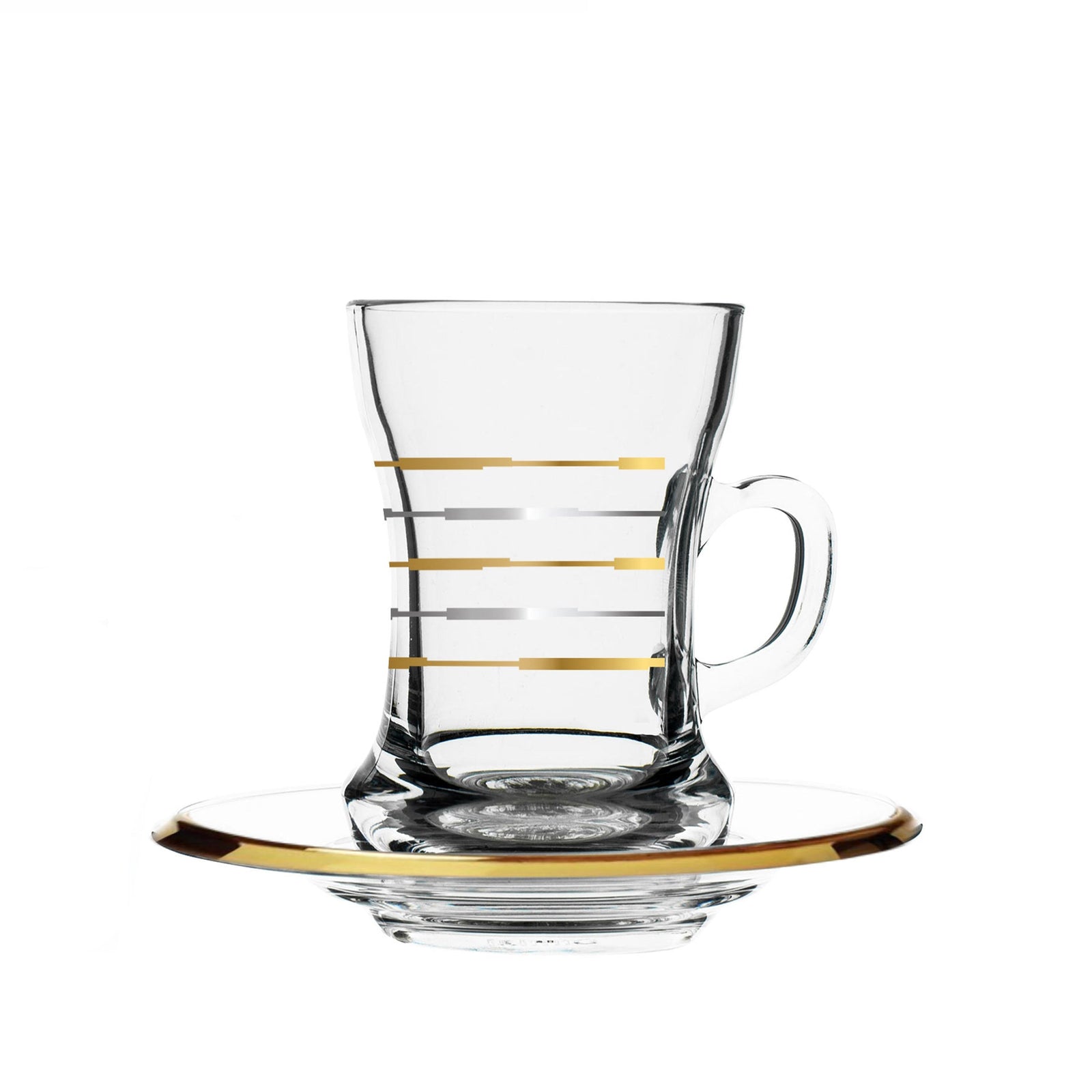 Dimlaj Touch Twin Set of 6 Pcs Tea Cups and Saucers Gold & Platinum - Premium Tea Cups from Dimlaj Touch - Just $135!