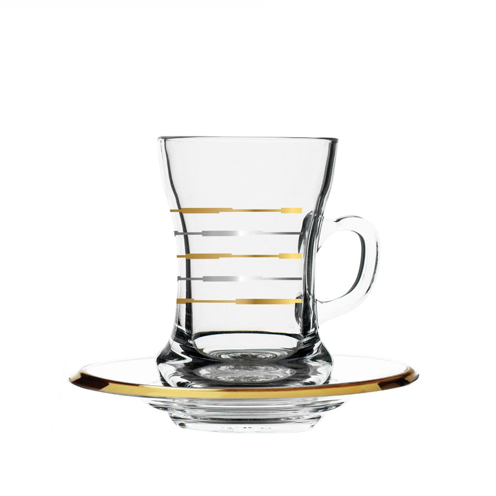 Dimlaj Touch Twin Set of 6 Pcs Tea Cups and Saucers Gold & Platinum - Premium Tea Cups from Dimlaj Touch - Just $135!