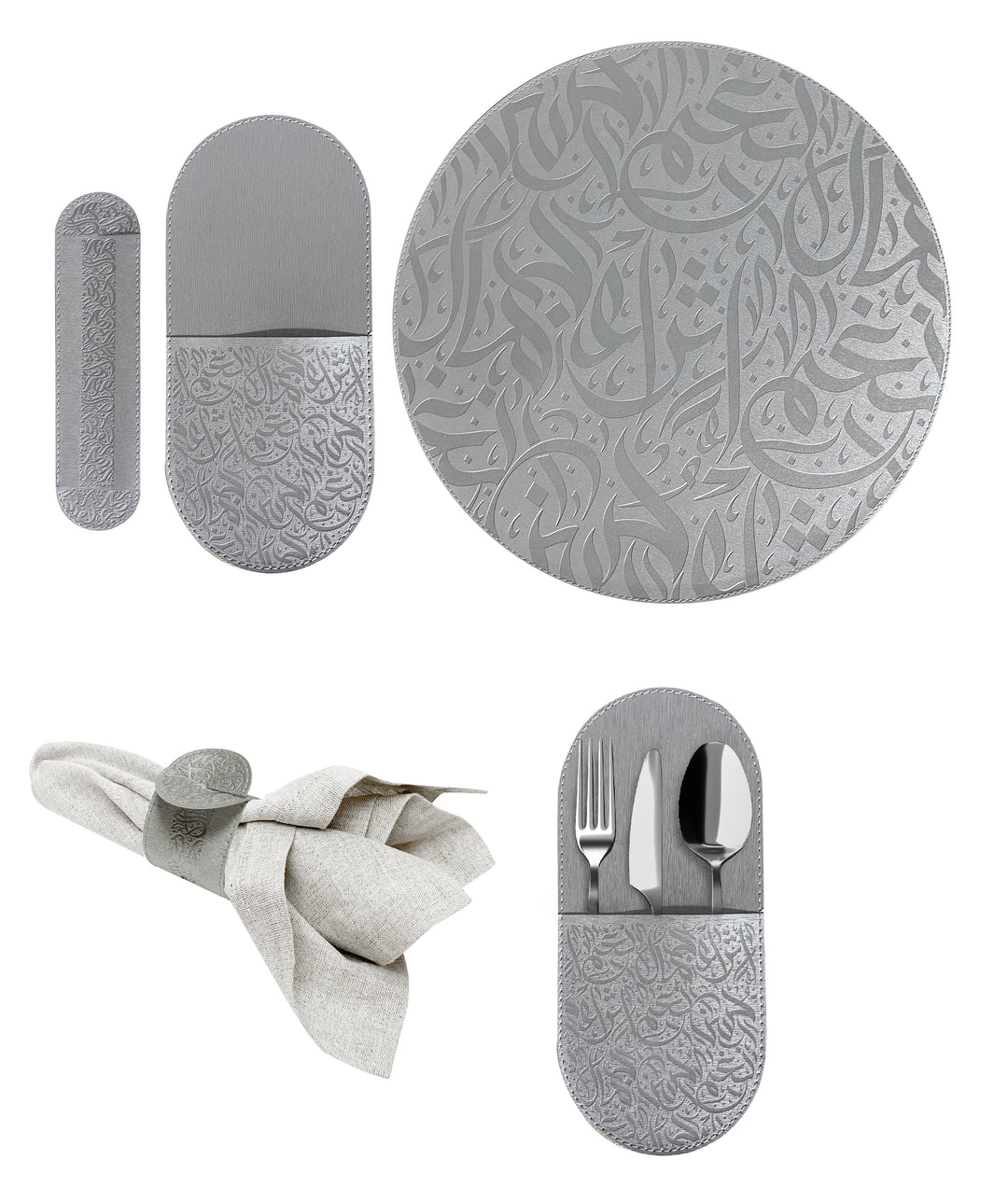 Dimlaj Nagham Set of 18 Pcs Table Accessories  (Silver) - Premium Table Accessories from Nagham By Dimlaj - Just $375!