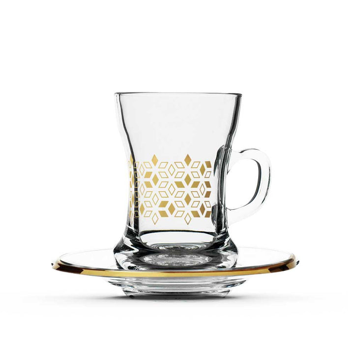 Dimlaj Touch Petal Set of 6 Pcs Tea Cups and Saucers Gold - Premium Tea Cups from Dimlaj Touch - Just $135!