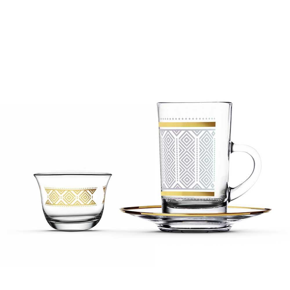 Dimlaj Touch Trails Set of 18 Pcs Assorted Drinkware Gold - Premium Tea Cups from Dimlaj Touch - Just $175!