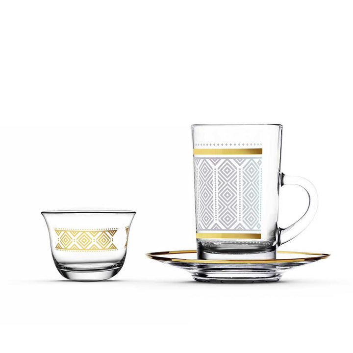 Dimlaj Touch Trails Set of 18 Pcs Assorted Drinkware Gold - Premium Tea Cups from Dimlaj Touch - Just $175!