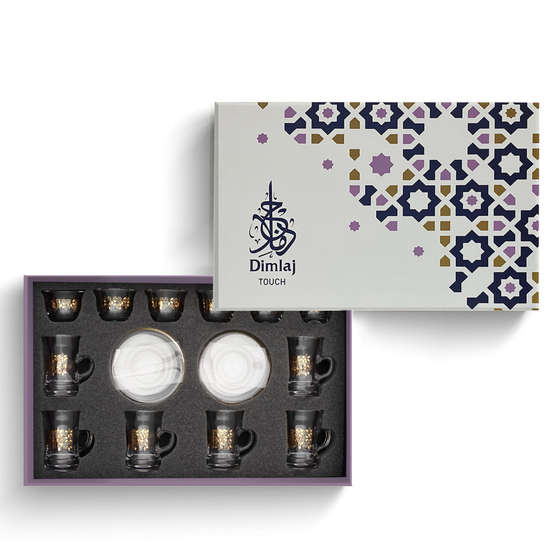 Dimlaj Touch Petal Set of 18 Pcs Assorted Drinkware Gold - Premium Tea Cups from Dimlaj Touch - Just $175!