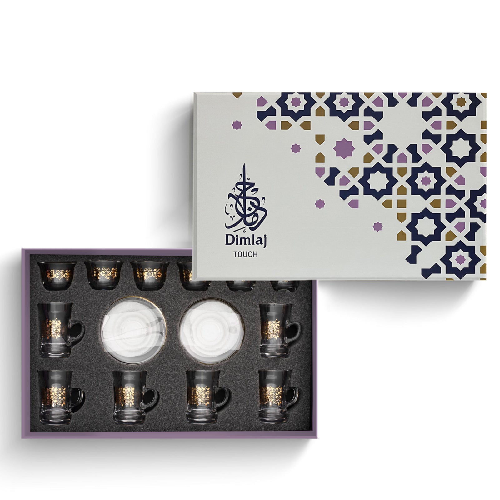 Dimlaj Touch Petal Set of 18 Pcs Assorted Drinkware Gold - Premium Tea Cups from Dimlaj Touch - Just $175!