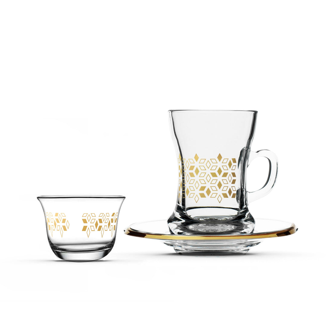 Dimlaj Touch Petal Set of 18 Pcs Assorted Drinkware Gold - Premium Tea Cups from Dimlaj Touch - Just $175!
