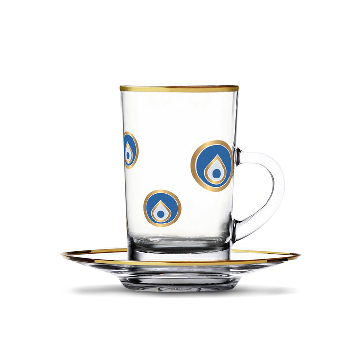 Dimlaj Charm Set of 6 Pcs Tea Cups and Saucers (Gold) - Premium Tea Istikans With Handle from Charm By Dimlaj - Just $300!