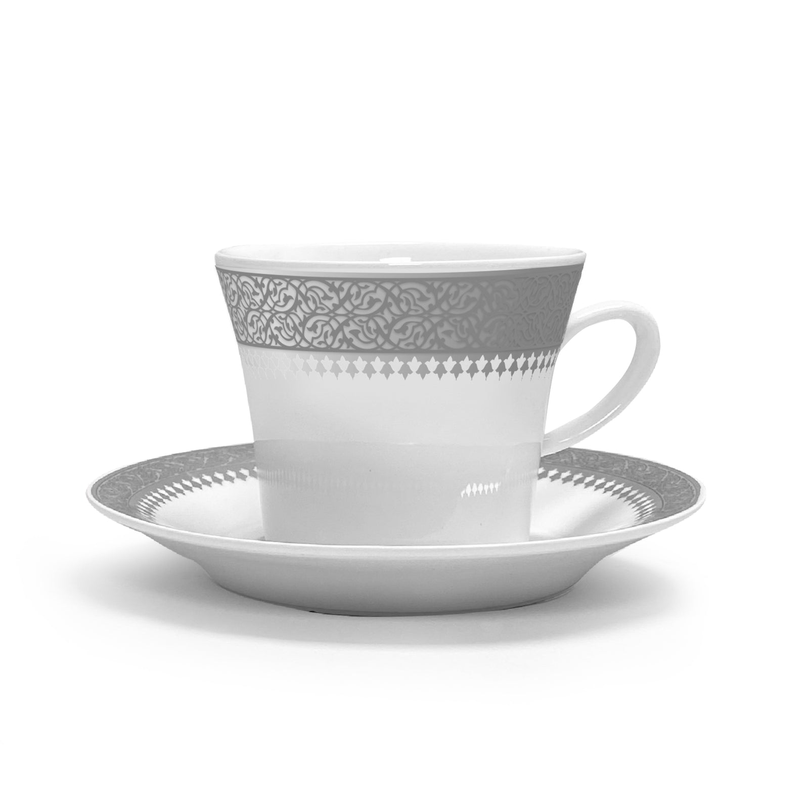Dimlaj Cordoba Set of 6pcs Porcelain Tea Cups and Saucers Platinum - Premium  from Cordoba By Dimlaj - Just $450!