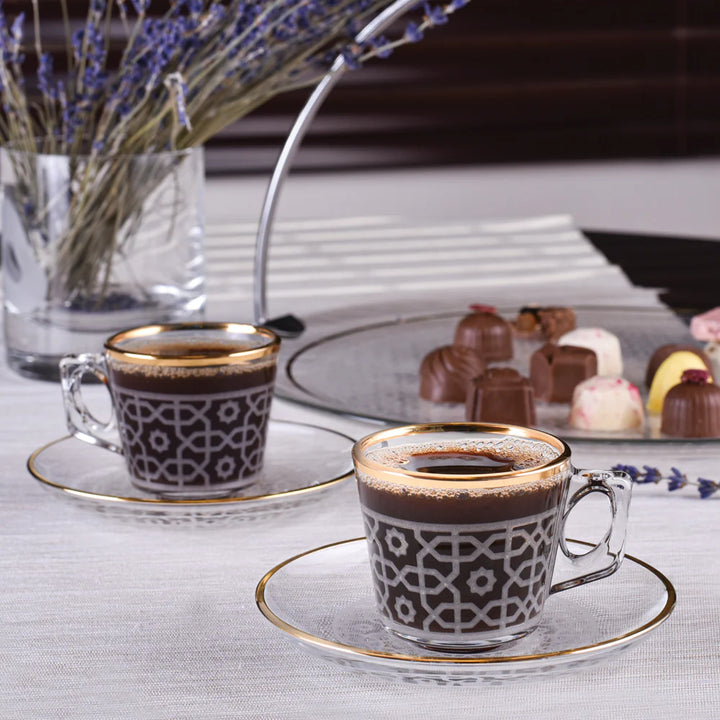 Dimlaj Ivory Set of 6 Pcs Coffee Cups and Saucers (Gold) - Premium Coffee Cups from Ivory By Dimlaj - Just $390!