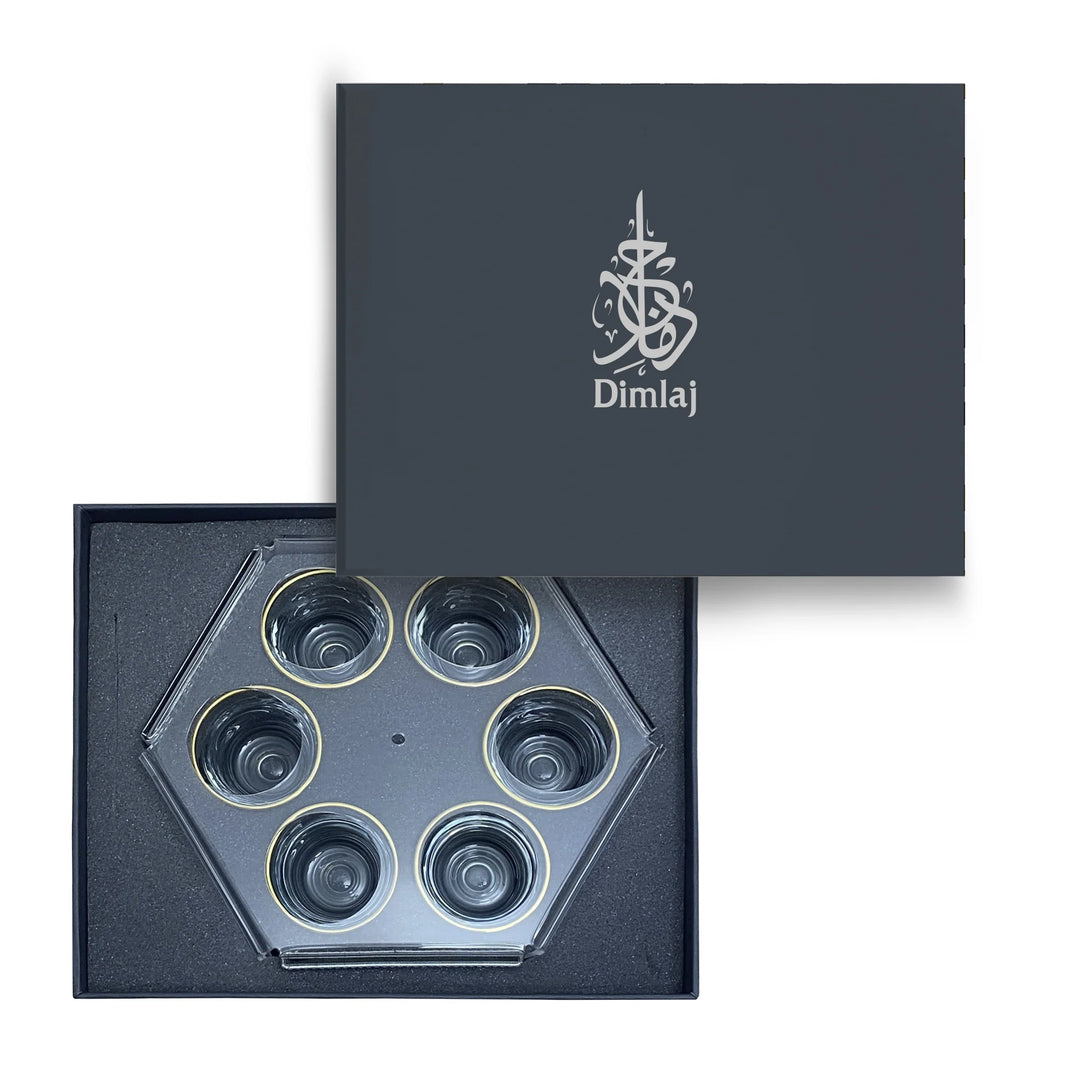 Dimlaj Shafa Set of 7pcs Hexa Coffee and Cawa Cups Stand with Handle Beige - Premium  from Shafa By Dimlaj - Just $490!