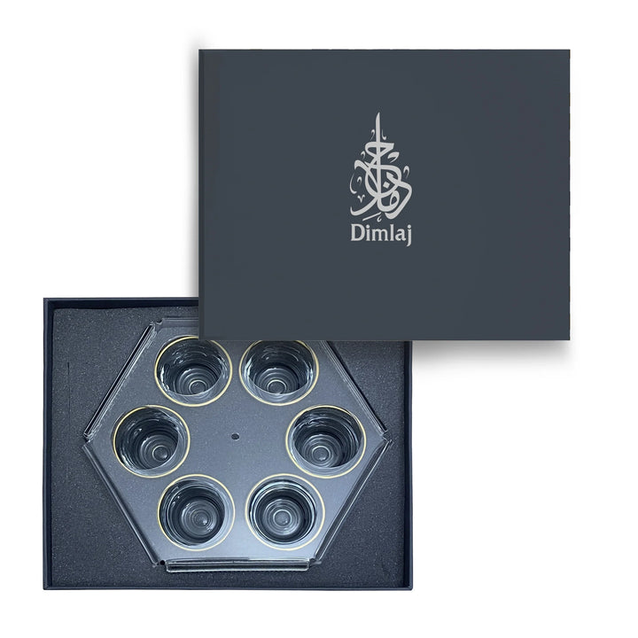 Dimlaj Shafa Set of 7pcs Hexa Coffee and Cawa Cups Stand with Handle Beige - Premium  from Shafa By Dimlaj - Just $490!