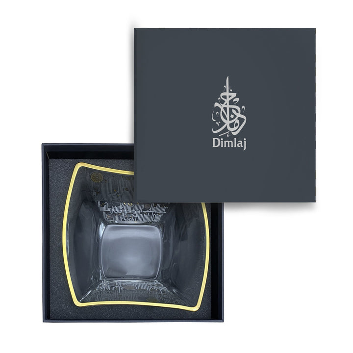 Dimlaj Hayat Glass Serving Bowl (Gold) - Premium Serving Bowls from Hayat By Dimlaj - Just $480!