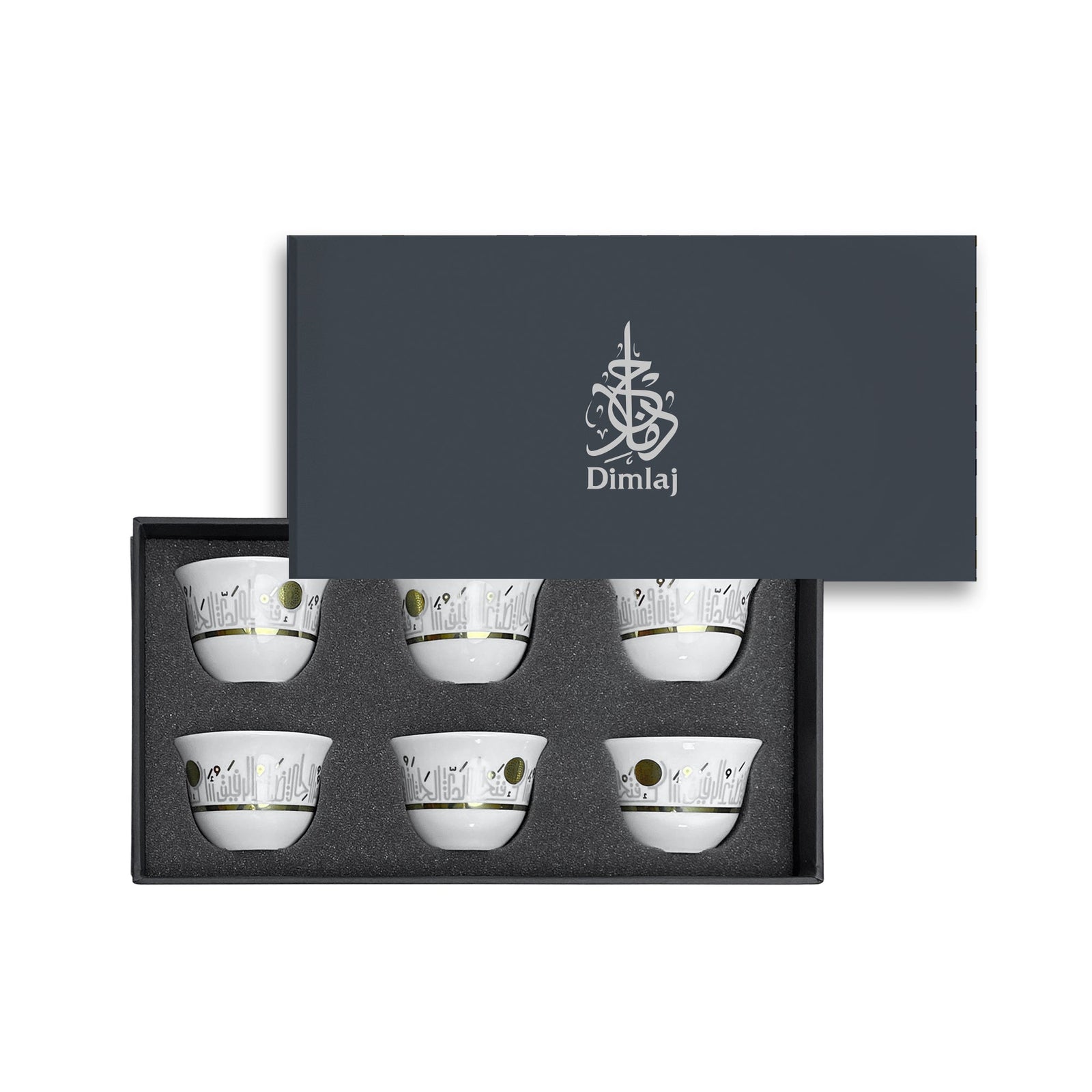 Dimlaj Hayat Set of 6 Pcs Porcelain Cawa Cups (Gold) - Premium Arabic Coffee Cups from Hayat By Dimlaj - Just $290!