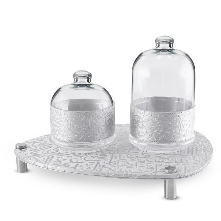 Dimlaj Kareem Set of 3 Pcs Serving Bowls With Stand (Silver) - Premium Serving Bowls from Kareem By Dimlaj - Just $375!