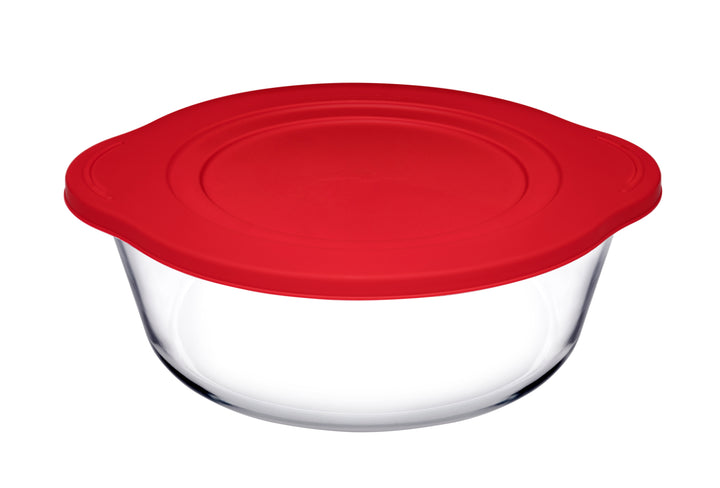 Pasabahce Borcam Round Tray with Plastic Lid 840cc Clear - Premium Bakeware from Pasabahce Essentials - Just $45!