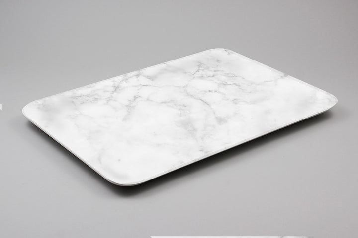 Efay Melamine Marble Carrara Rectangular Tray 15" Pure White - Premium Tray from Efay - Just $55!