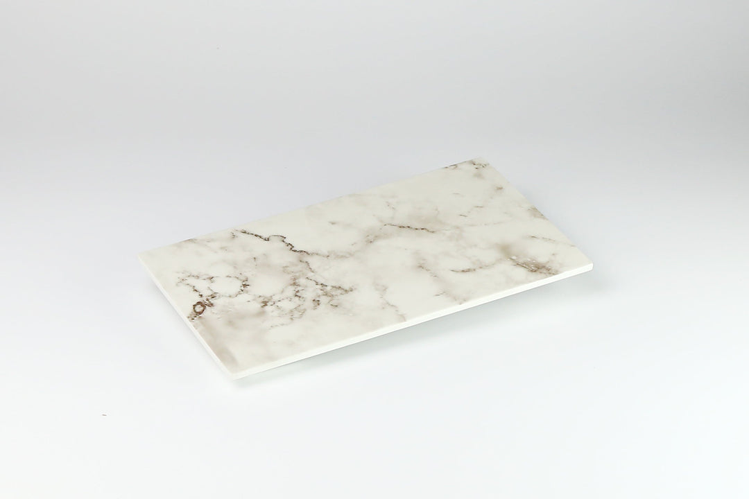 Efay Melamine Marble Carrara Footed Platter 1/3 White - Premium Platters from Efay - Just $45!