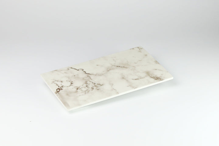 Efay Melamine Marble Carrara Footed Platter 1/3 White - Premium Platters from Efay - Just $45!