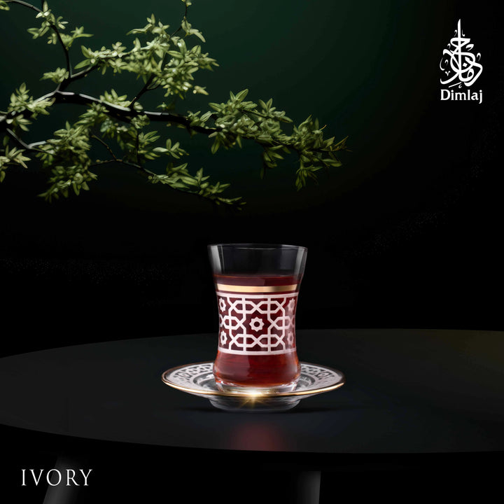 Dimlaj Ivory Set of 6 Pcs Tea Cups and Saucers (Gold) - Premium Tea cups from Ivory By Dimlaj - Just $490!