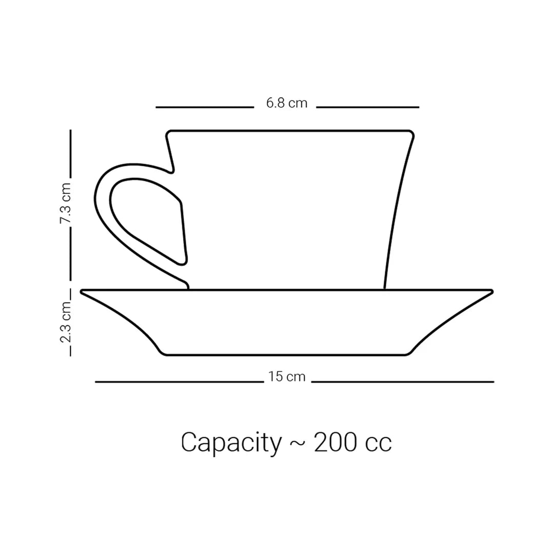 Dimlaj Cordoba Set of 6pcs Porcelain Tea Cups and Saucers Platinum - Premium  from Cordoba By Dimlaj - Just $450!