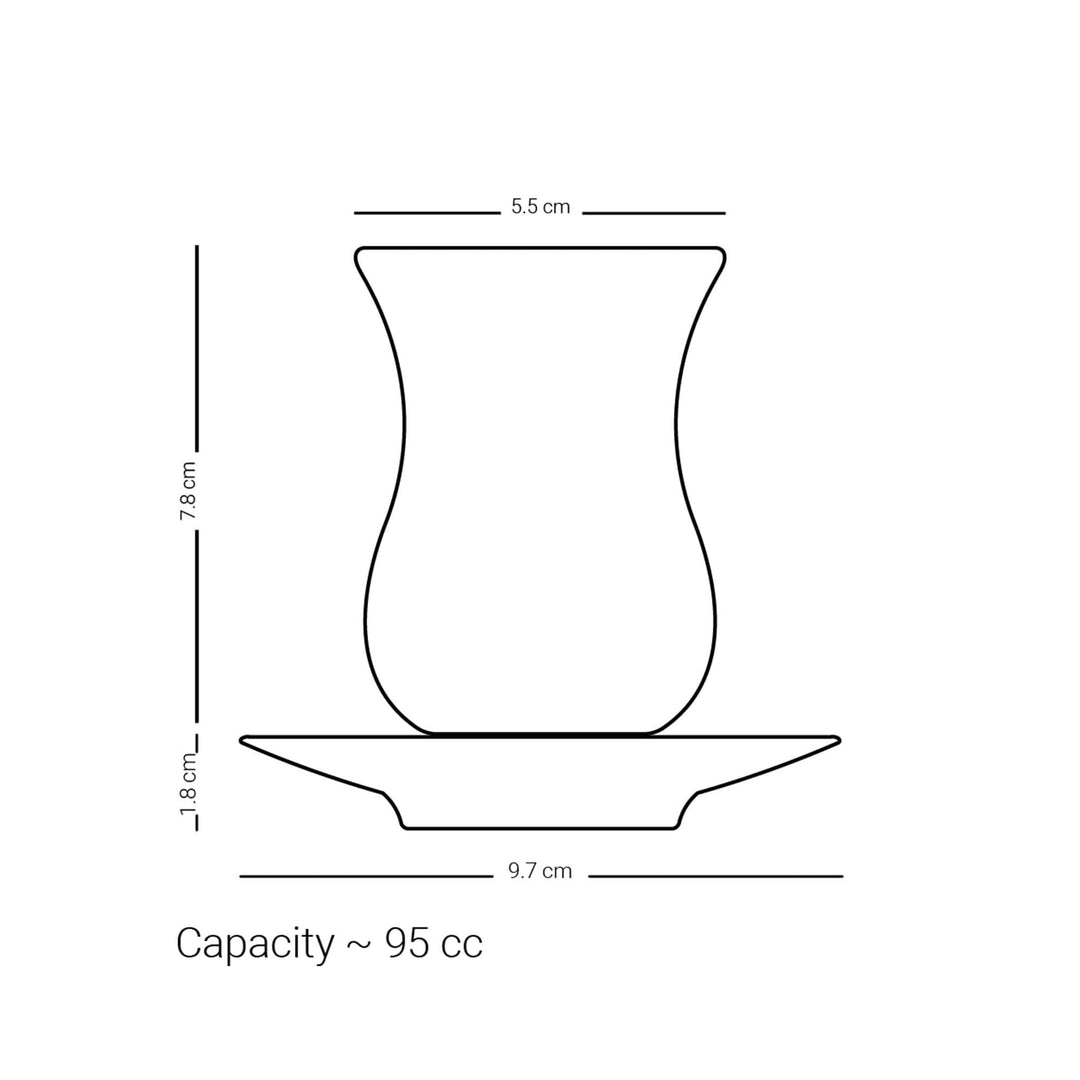 Dimlaj Melange Set of 6 Pcs Istikanas and Saucers (Platinum & Blue) - Premium Tea Istikans Without Handle from Melange By Dimlaj - Just $450!