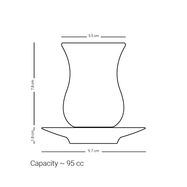 Dimlaj Melange Set of 6 Pcs Istikanas and Saucers (Platinum & Blue) - Premium Tea Istikans Without Handle from Melange By Dimlaj - Just $450!