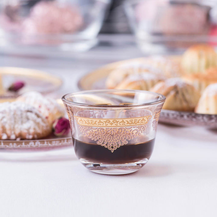 Dimlaj Selena Set of 14 Pcs Cawa Cups and Serving Bowl (Gold & Pink) - Premium Cawa Cups from Selena By Dimlaj - Just $168!