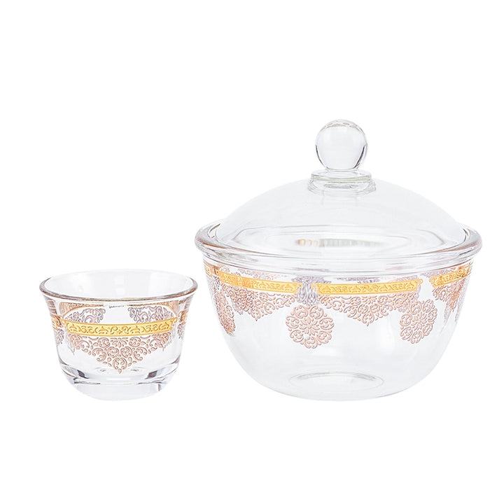 Dimlaj Selena Set of 14 Pcs Cawa Cups and Serving Bowl (Gold & Pink) - Premium Cawa Cups from Selena By Dimlaj - Just $168!