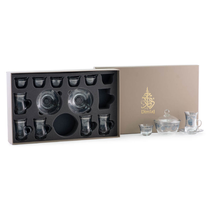 Dimlaj Selena Set of 20 Pcs Assorted Drinkware (Platinum & Blue) - Premium Special Sets from Selena By Dimlaj - Just $290!