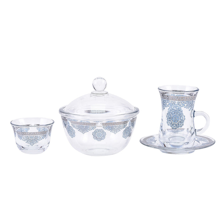 Dimlaj Selena Set of 20 Pcs Assorted Drinkware (Platinum & Blue) - Premium Special Sets from Selena By Dimlaj - Just $290!