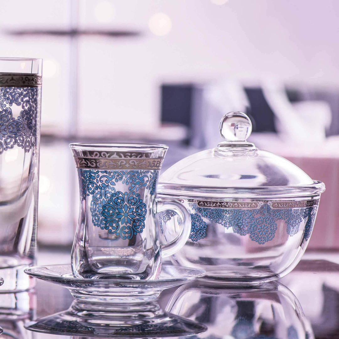 Dimlaj Selena Set of 20 Pcs Assorted Drinkware (Platinum & Blue) - Premium Special Sets from Selena By Dimlaj - Just $290!