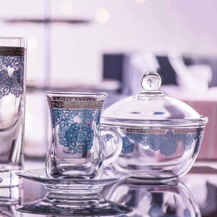 Dimlaj Selena Set of 20 Pcs Assorted Drinkware (Platinum & Blue) - Premium Special Sets from Selena By Dimlaj - Just $290!